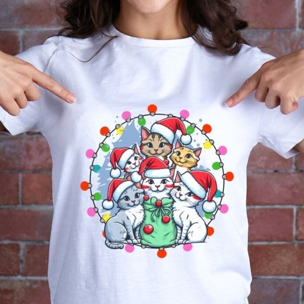 Funny Christmas Cat Lovers Holiday Cozy Gift Graphic T-Shirt